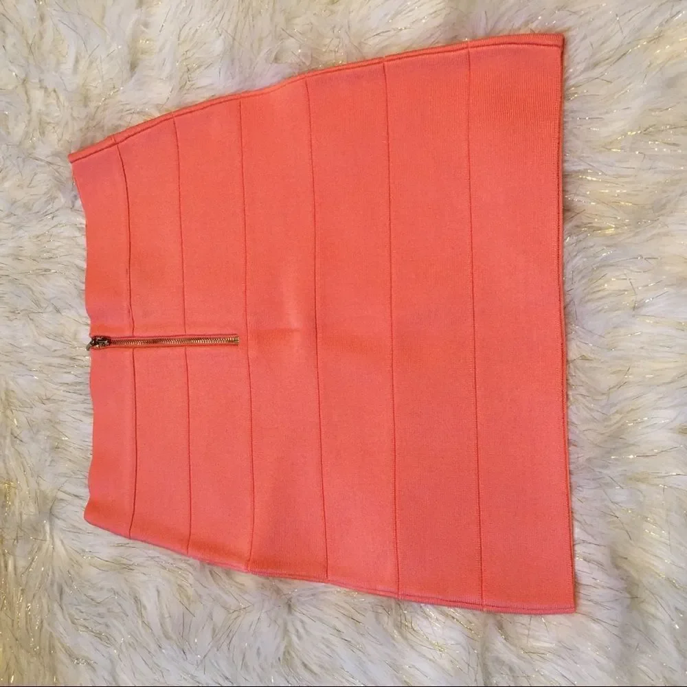 BeBe Peach Shimmer Thick Bodycon Skirt